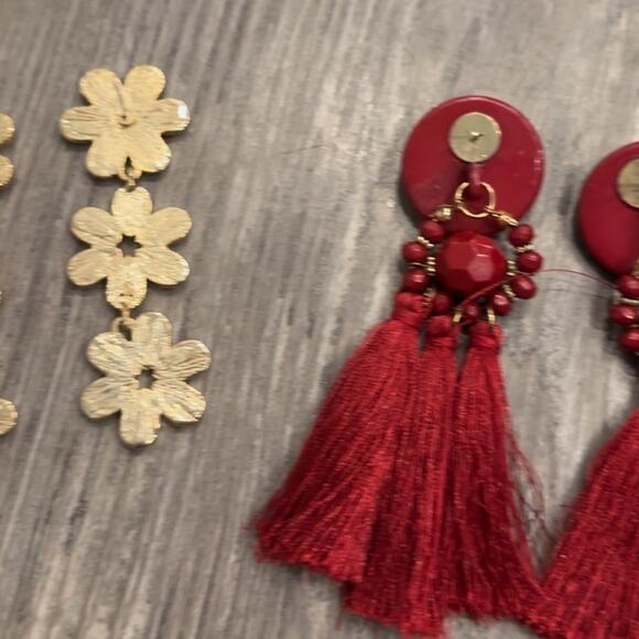 Lot of 14 Earrings Assorted Anthropologie Boutique Fringe Hanging Hoops - Picture 4 of 9